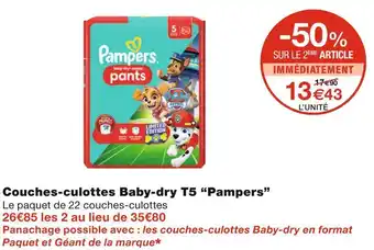Monoprix Pampers couches-culottes baby-dry t5 offre