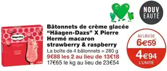 Monoprix Häagen-dazs bâtonnets de crème glacée x pierre hermé macaron strawberry & raspberry offre