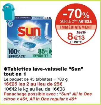 Monoprix Sun tablettes lave-vaisselle tout en 1 offre