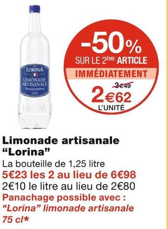 Monoprix Lorina limonade artisanale offre
