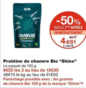 Monoprix Shine protéine de chanvre bio offre
