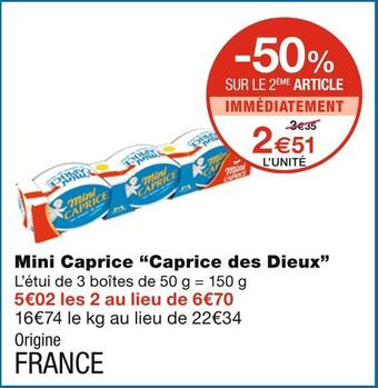 Monoprix Caprice des dieux mini caprice offre