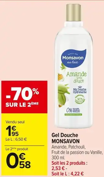 Carrefour Market Monsavon gel douche offre