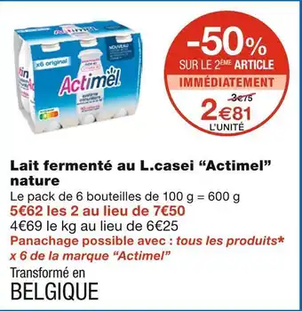 Monoprix Actimel lait fermenté au l.casei nature offre