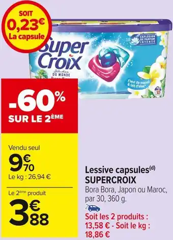 Carrefour Market Super croix lessive capsules offre