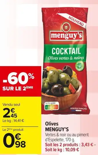 Carrefour Market Menguy’s olives offre