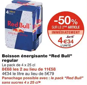 Monoprix Red bull boisson énergisante regular offre