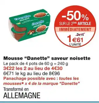 Danette mousse saveur noisette