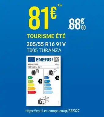 Euromaster Bridgestone pneus tourisme été offre