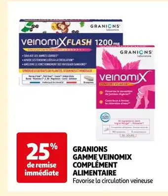 Auchan Granions granions gamme veinomix complément alimentaire offre