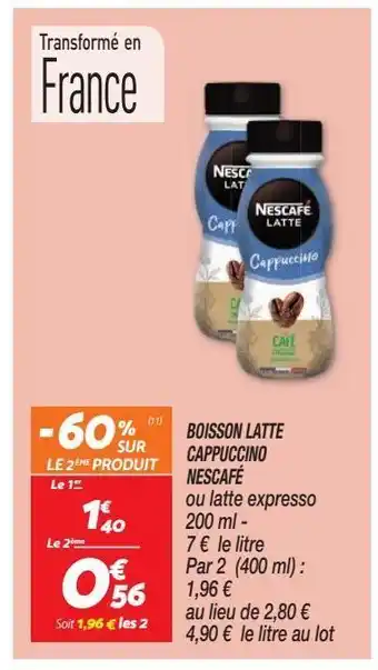 Netto Boissons latte capuccino nescafé offre
