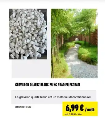 Gravillon quartz blanc 25 kg pradier ecobati