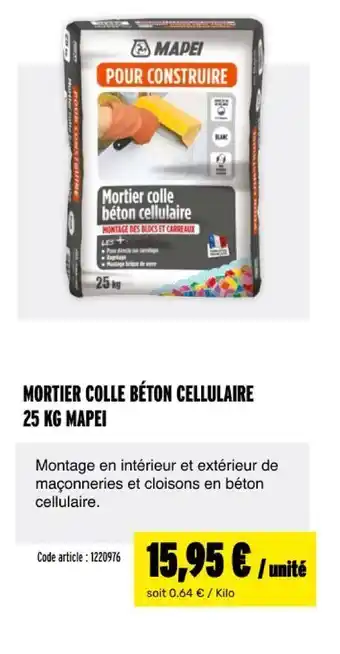 Mortier colle béton cellulaire 25 kg mapei