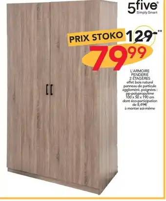 L'ARMOIRE PENDERIE 2 ÉTAGÈRES