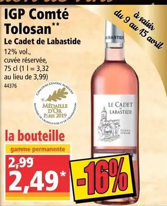 Norma IGP Comté Tolosan Le Cadet de Labastide offre