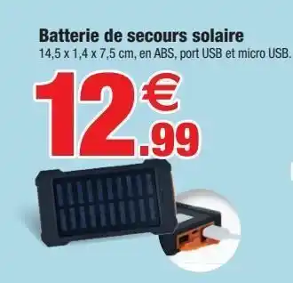 Bazarland Batterie de secours solaire offre