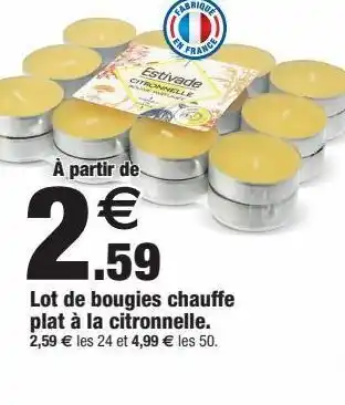 Bazarland Lot de bougies chauffe plat à la citronnelle offre