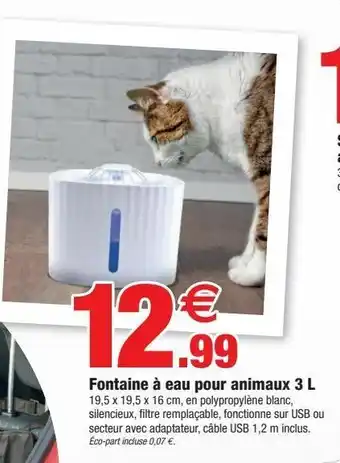 Bazarland Fontaine à eau pour animaux 3l offre