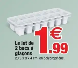 Bazarland Le lot de 2 bacs à glaçons offre