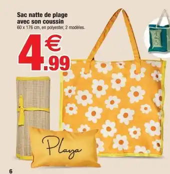 Bazarland Sac natte de plage avec son coussin offre