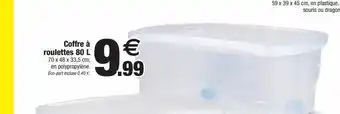 Bazarland Coffre à roulettes 80l offre