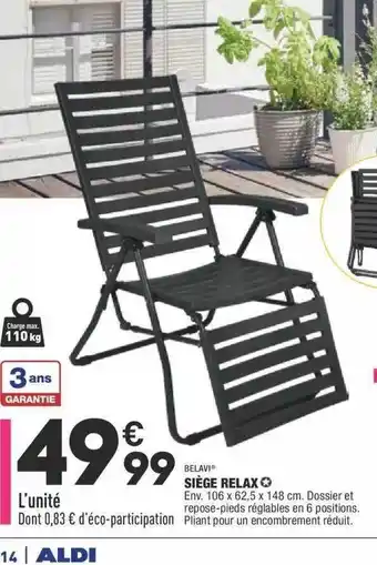 ALDI Siège Relax Belavi offre