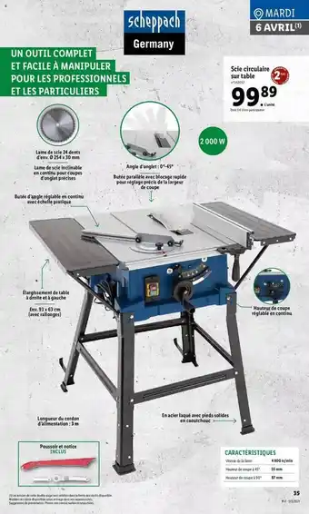 Lidl Scie Circulaire Scheppach offre