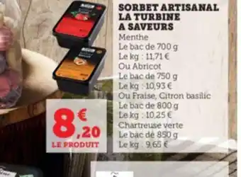 Super U SORBET ARTISANAL LA TURBINE A SAVEURS offre