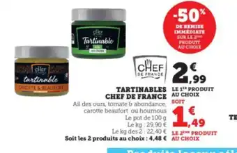 Super U Tartinables chef de france offre
