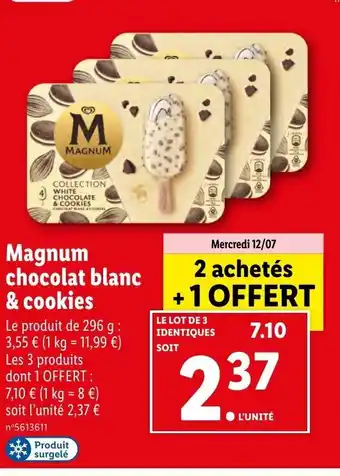Lidl Magnum chocolat blanc & cookies offre