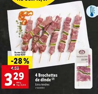 Lidl 4 Brochettes de dinde (2) offre