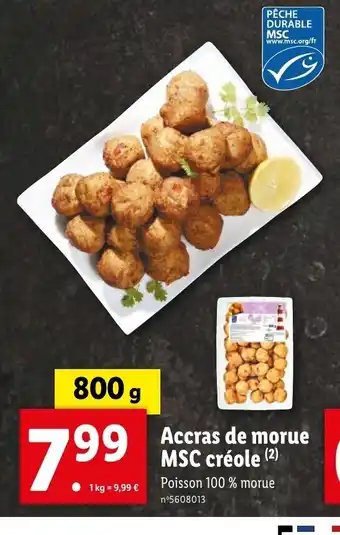 Lidl Accras de morue MSC créole (2) offre