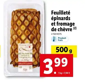 Lidl Feuilleté épinards et fromage de chèvre (2) offre