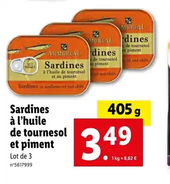 Lidl Sardines à l'huile à l'huile de tournesol et au piment offre