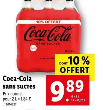 Lidl Coca-Cola sans sucres offre