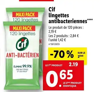 Lidl Cif lingettes antibacteriennes* offre