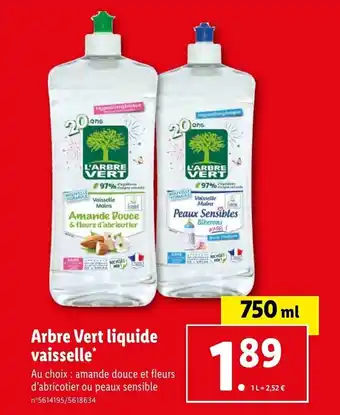 Lidl Arbre Vert liquide vaisselle* offre