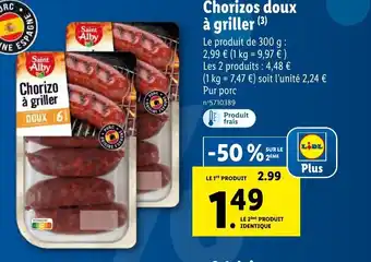Lidl Chorizos doux à griller (³) offre