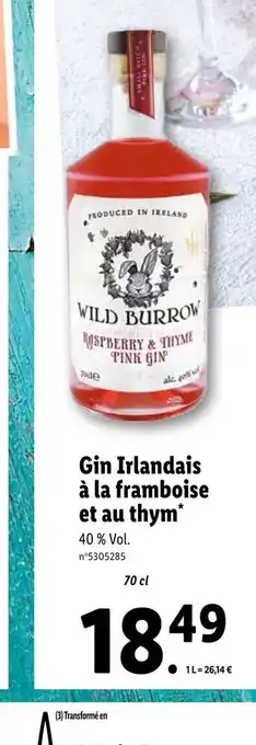 Lidl Gin Irlandais à la framboise et au thym* offre