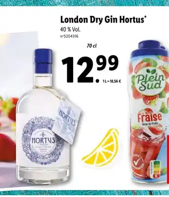 Lidl London Dry Gin Hortus* offre