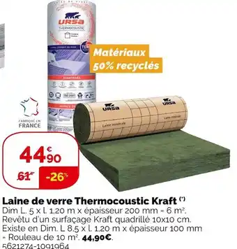 Weldom Laine de verre thermocoustic kraft (*) offre