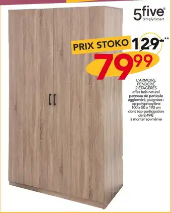 Stokomani 5five l'armoire penderie 2 étagères offre