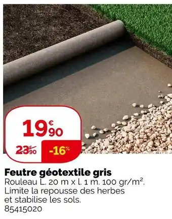 Weldom Feutre géotextile gris offre