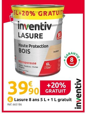 Mr Bricolage Inventiv lasure 8 ans 5 l + 1 l gratuit offre