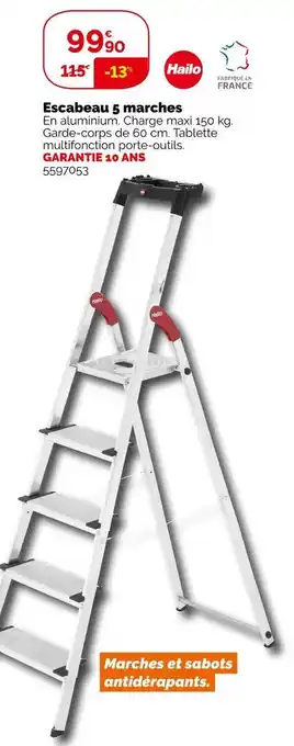 Weldom Hailo escabeau 5 marches offre