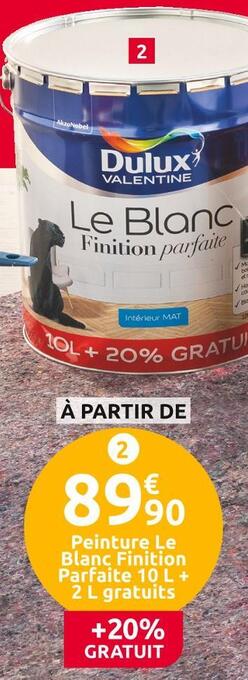 Mr Bricolage Dulux valentine peinture le blanc finition parfaite mat 10 l + 2 l gratuits offre