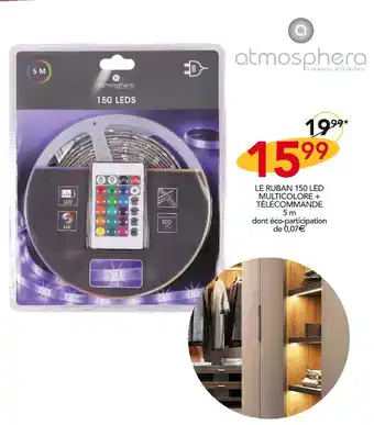 Stokomani Atmosphera le ruban 150 led multicolore + télécommande offre