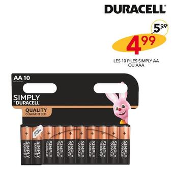 Duracell les 10 piles simply aa ou aaa