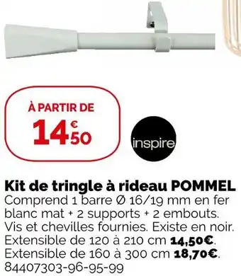 Weldom Inspire kit de tringle à rideau pommel offre
