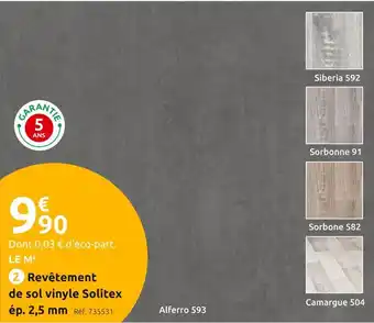 Mr Bricolage Revêtement de sol vinyle solitex ép. 2,5 mm offre